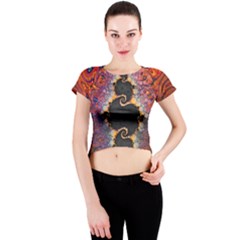 The Eye Of Julia, A Rainbow Fractal Paint Swirl Crew Neck Crop Top by jayaprime