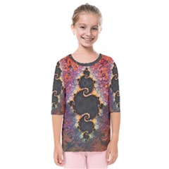 The Eye Of Julia, A Rainbow Fractal Paint Swirl Kids  Quarter Sleeve Raglan Tee