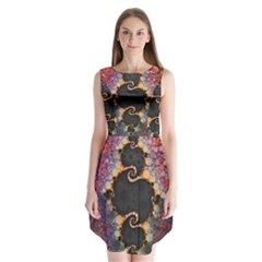 The Eye Of Julia, A Rainbow Fractal Paint Swirl Sleeveless Chiffon Dress   by jayaprime