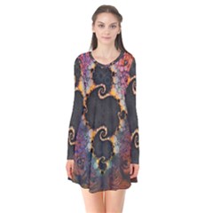 The Eye Of Julia, A Rainbow Fractal Paint Swirl Flare Dress by jayaprime