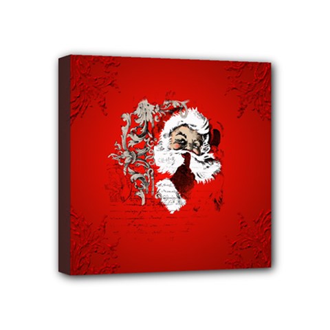 Funny Santa Claus  On Red Background Mini Canvas 4  X 4  by FantasyWorld7