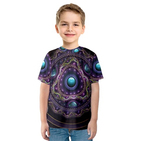 Beautiful Turquoise And Amethyst Fractal Jewelry Kids  Sport Mesh Tee by jayaprime