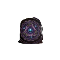 Beautiful Turquoise And Amethyst Fractal Jewelry Drawstring Pouches (xs)  by jayaprime