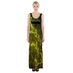 Beautiful Emerald Fairy Ferns In A Fractal Forest Maxi Thigh Split Dress by jayaprime