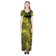 Beautiful Emerald Fairy Ferns In A Fractal Forest Short Sleeve Maxi Dress by jayaprime