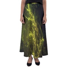 Beautiful Emerald Fairy Ferns In A Fractal Forest Flared Maxi Skirt