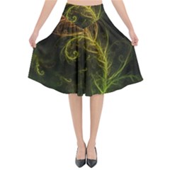 Fractal Hybrid Of Guzmania Tuti Fruitti And Ferns Flared Midi Skirt