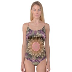 Pastel Pearl Lotus Garden Of Fractal Dahlia Flowers Camisole Leotard  by jayaprime