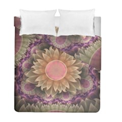 Pastel Pearl Lotus Garden Of Fractal Dahlia Flowers Duvet Cover Double Side (full/ Double Size) by jayaprime