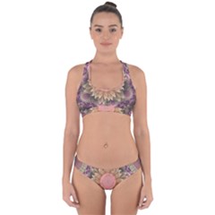 Pastel Pearl Lotus Garden Of Fractal Dahlia Flowers Cross Back Hipster Bikini Set by jayaprime