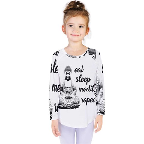 Eat, Sleep, Meditate, Repeat  Kids  Long Sleeve Tee by Valentinaart