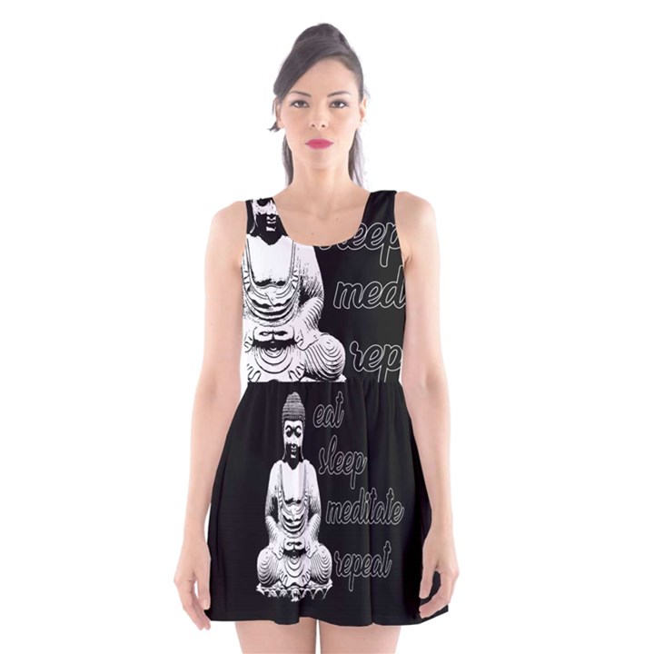 Eat, sleep, meditate, repeat  Scoop Neck Skater Dress