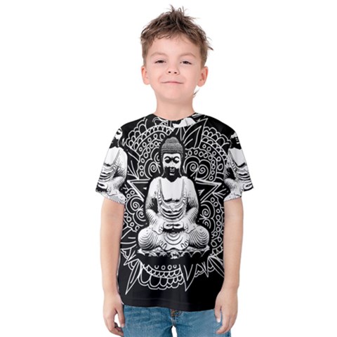 Ornate Buddha Kids  Cotton Tee by Valentinaart