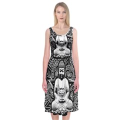 Ornate Buddha Midi Sleeveless Dress by Valentinaart