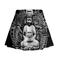 Ornate Buddha Mini Flare Skirt by Valentinaart