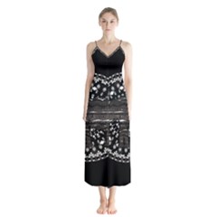 Ornate Mandala Elephant  Button Up Chiffon Maxi Dress