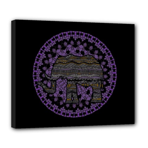 Ornate Mandala Elephant  Deluxe Canvas 24  X 20   by Valentinaart