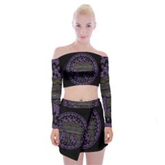 Ornate Mandala Elephant  Off Shoulder Top With Skirt Set by Valentinaart