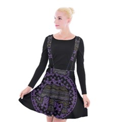 Ornate Mandala Elephant  Suspender Skater Skirt