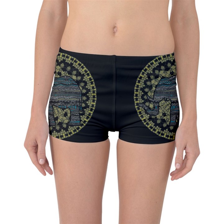 Ornate mandala elephant  Reversible Boyleg Bikini Bottoms