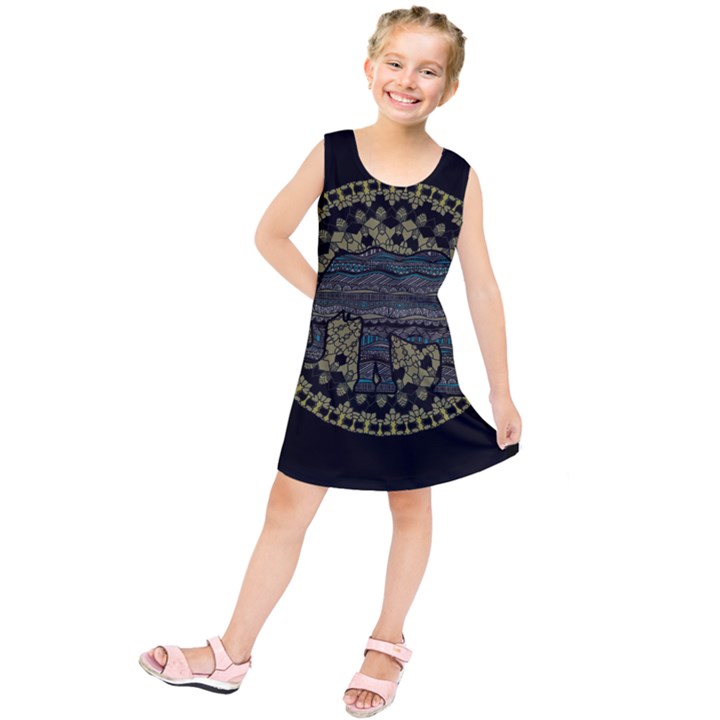 Ornate mandala elephant  Kids  Tunic Dress