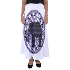 Ornate Mandala Elephant  Flared Maxi Skirt