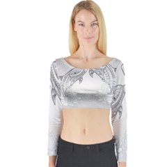 Beautiful Dolphin, Mandala Design Long Sleeve Crop Top by FantasyWorld7