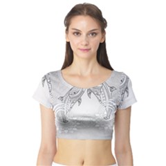 Beautiful Dolphin, Mandala Design Short Sleeve Crop Top (tight Fit) by FantasyWorld7