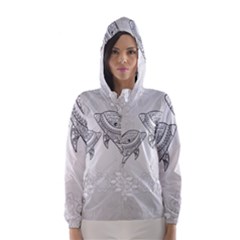 Beautiful Dolphin, Mandala Design Hooded Wind Breaker (women) by FantasyWorld7