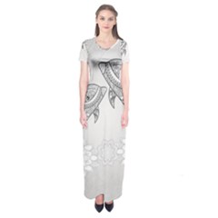 Beautiful Dolphin, Mandala Design Short Sleeve Maxi Dress by FantasyWorld7