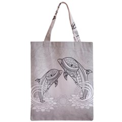 Beautiful Dolphin, Mandala Design Zipper Classic Tote Bag by FantasyWorld7