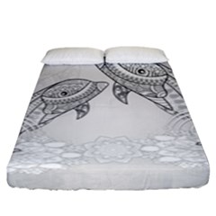 Beautiful Dolphin, Mandala Design Fitted Sheet (king Size) by FantasyWorld7