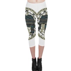 Ornate Mandala Elephant  Capri Leggings  by Valentinaart