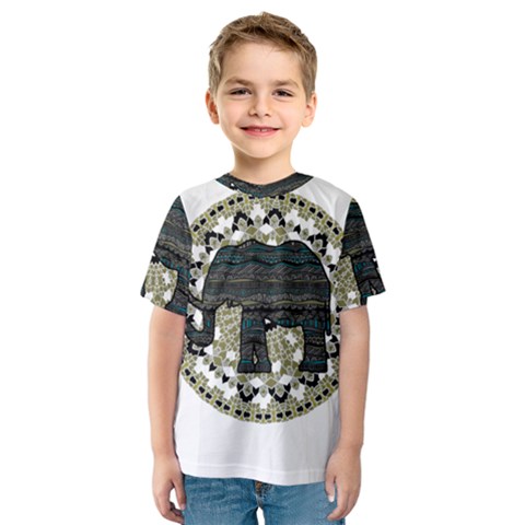 Ornate Mandala Elephant  Kids  Sport Mesh Tee by Valentinaart