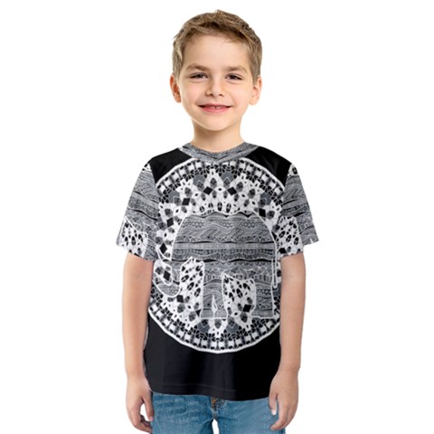 Ornate Mandala Elephant  Kids  Sport Mesh Tee by Valentinaart