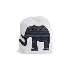 Ornate Mandala Elephant  Drawstring Pouches (medium) 