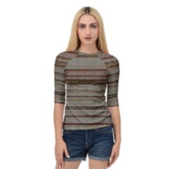 Stripy Knitted Wool Fabric Texture Quarter Sleeve Tee