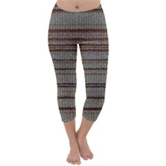 Stripy Knitted Wool Fabric Texture Capri Winter Leggings  by BangZart