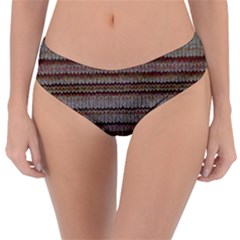 Stripy Knitted Wool Fabric Texture Reversible Classic Bikini Bottoms by BangZart