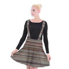 Stripy Knitted Wool Fabric Texture Suspender Skater Skirt