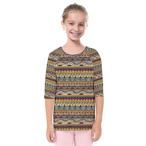 Aztec Pattern Kids  Quarter Sleeve Raglan Tee by BangZart