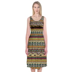 Aztec Pattern Midi Sleeveless Dress by BangZart