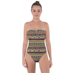 Aztec Pattern Tie Back One Piece Swimsuit