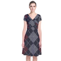 Wool Texture With Great Pattern Short Sleeve Front Wrap Dress by BangZart