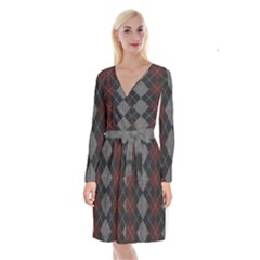 Wool Texture With Great Pattern Long Sleeve Velvet Front Wrap Dress by BangZart