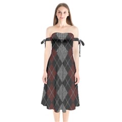 Wool Texture With Great Pattern Shoulder Tie Bardot Midi Dress