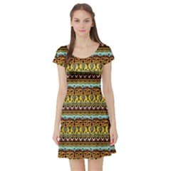 Bohemian Fabric Pattern Short Sleeve Skater Dress by BangZart