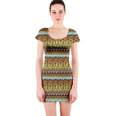 Bohemian Fabric Pattern Short Sleeve Bodycon Dress by BangZart