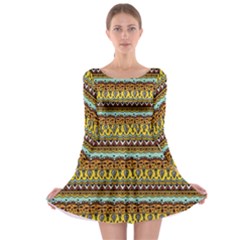 Bohemian Fabric Pattern Long Sleeve Skater Dress by BangZart