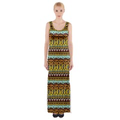 Bohemian Fabric Pattern Maxi Thigh Split Dress by BangZart